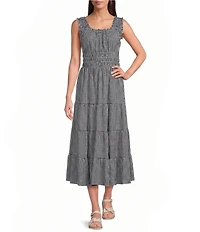 Alex Marie Bently Gingham Square Neck Sleeveless Dress