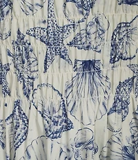 Alex Marie Bently Shell Print Square Neck Sleeveless Printed Poplin Dress