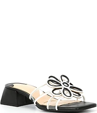 Alex Marie Bernice Clear Colorblock Flower Ornament Slide Sandals