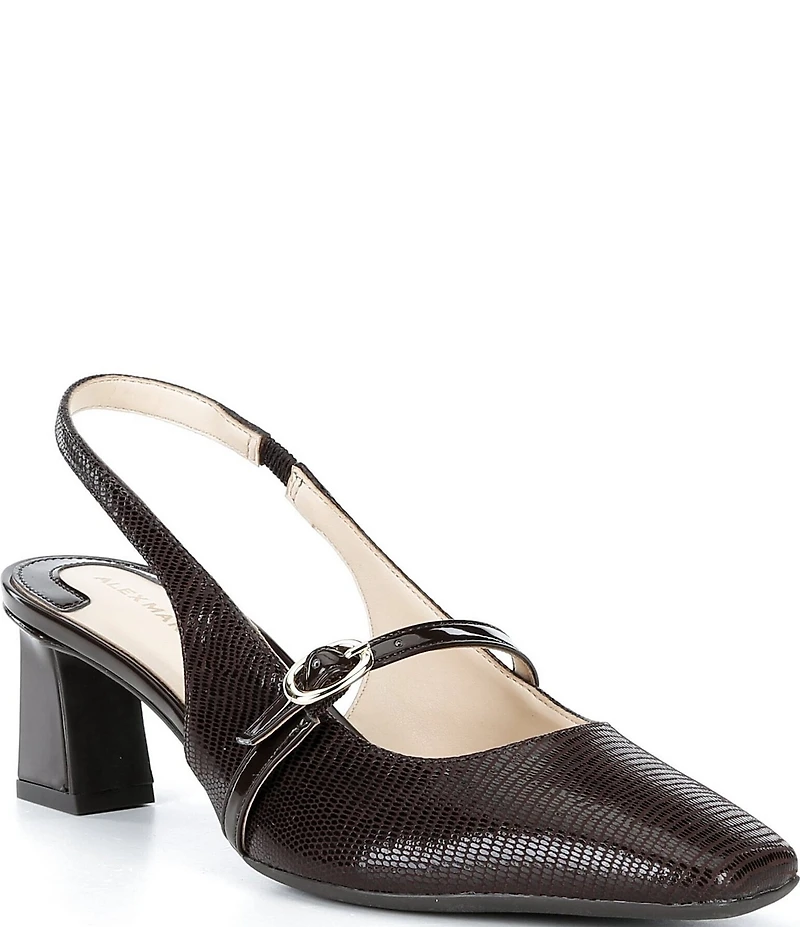Alex Marie Blair Lizard Embossed Mary Jane Slingback Pumps
