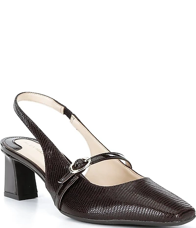 Alex Marie Blair Lizard Embossed Mary Jane Slingback Pumps