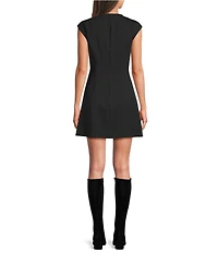 Alex Marie Blair Stretch Ponte Short Sleeve Mini Dress
