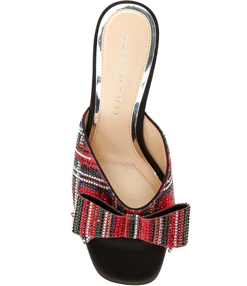 Alex Marie Bridget Plaid Rhinestone Embellished Bow Slide Sandals