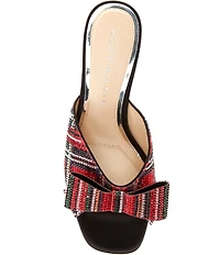 Alex Marie Bridget Plaid Rhinestone Embellished Bow Slide Sandals