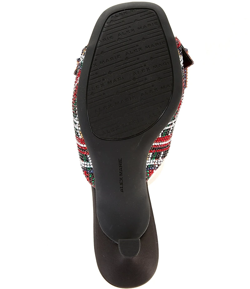 Alex Marie Bridget Plaid Rhinestone Embellished Bow Slide Sandals