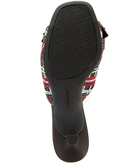 Alex Marie Bridget Plaid Rhinestone Embellished Bow Slide Sandals