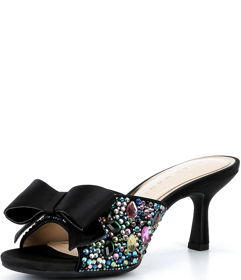 Alex Marie Bridget Three Multi Jewel Embellished Bow Slide Sandals