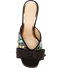 Alex Marie Bridget Three Multi Jewel Embellished Bow Slide Sandals