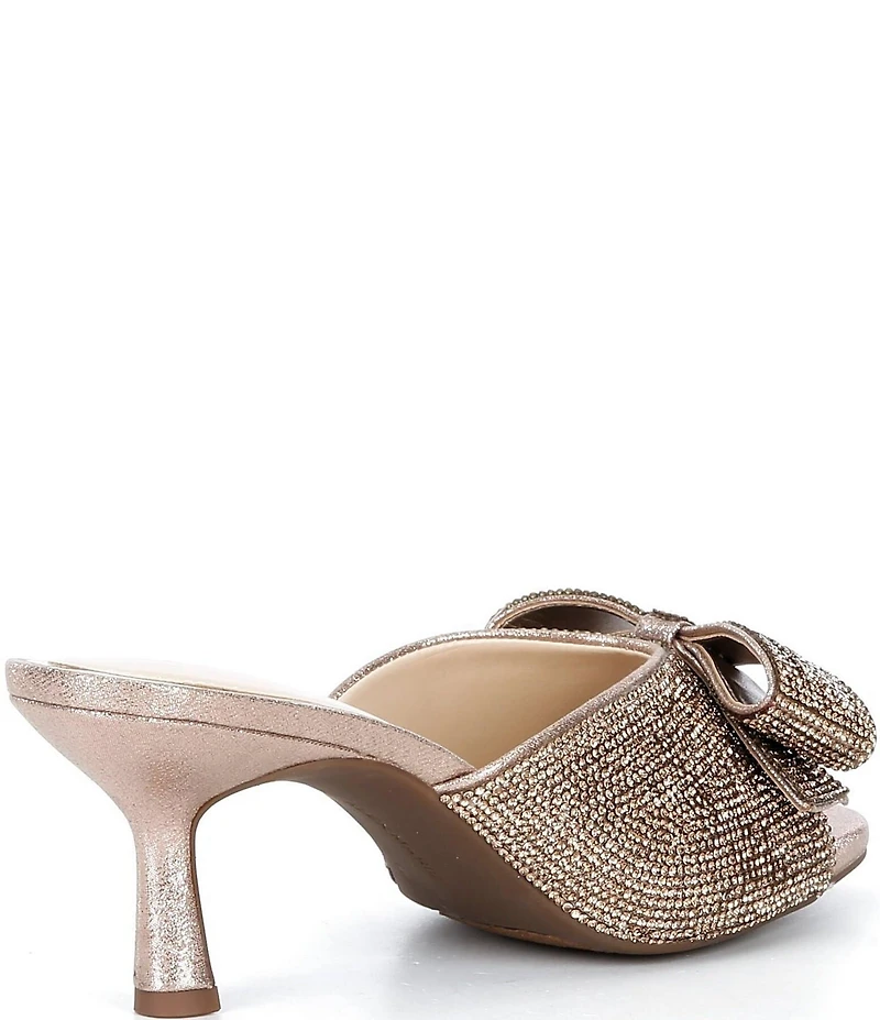 Alex Marie Bridget Two Rhinestone Embellished Bow Dress Slide Sandals