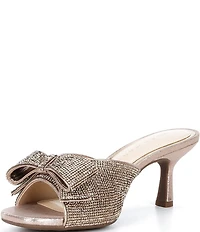 Alex Marie Bridget Two Rhinestone Embellished Bow Dress Slide Sandals