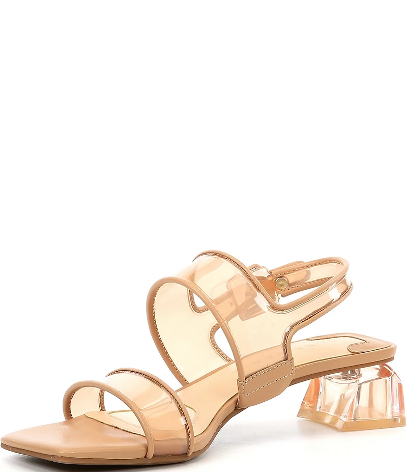 Alex Marie Brooklynn Clear Double Banded Block Heel Sandals