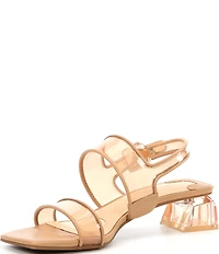 Alex Marie Brooklynn Clear Double Banded Block Heel Sandals