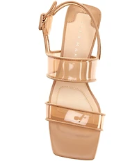Alex Marie Brooklynn Clear Double Banded Block Heel Sandals