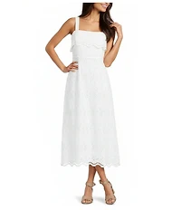 Alex Marie Callie Square Neck Sleeveless Novelty Embroidery Midi Dress