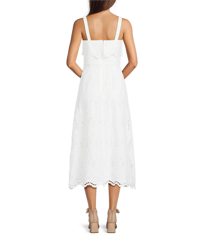Alex Marie Callie Square Neck Sleeveless Novelty Embroidery Midi Dress