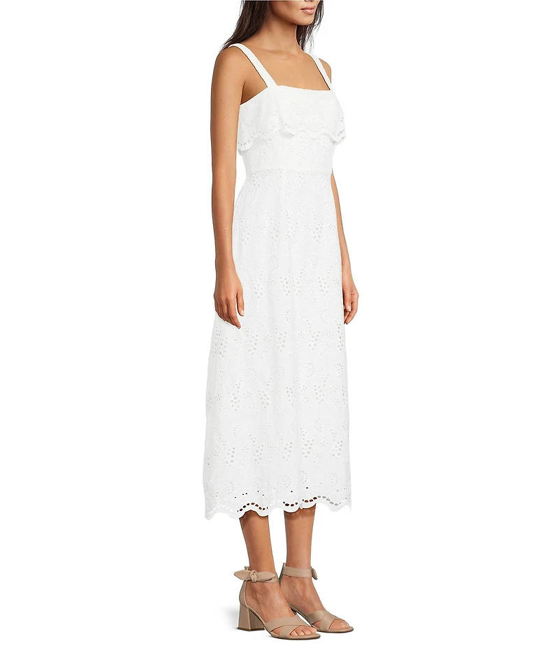 Alex Marie Callie Square Neck Sleeveless Novelty Embroidery Midi Dress