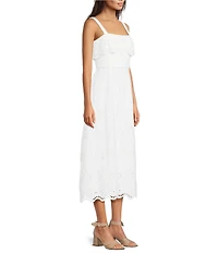 Alex Marie Callie Square Neck Sleeveless Novelty Embroidery Midi Dress