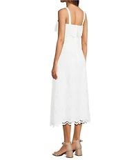 Alex Marie Callie Square Neck Sleeveless Novelty Embroidery Midi Dress