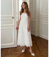 Alex Marie Callie Square Neck Sleeveless Novelty Embroidery Midi Dress