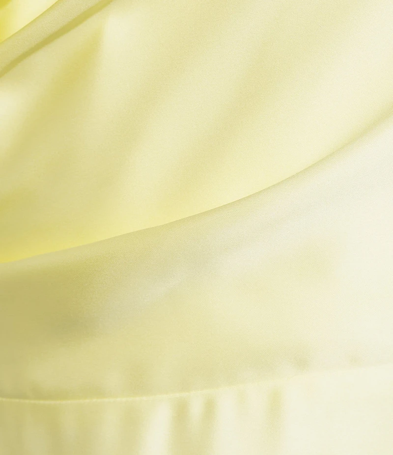 Alex Marie Camila Stretch Satin Asymmetrical Neckline Sleeveless Long Dress