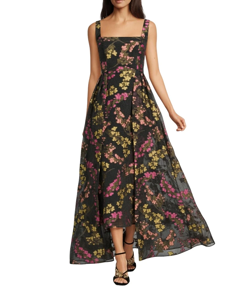 Alex Marie Cecilia Floral Jacquard Square Neck Sleeveless Gown