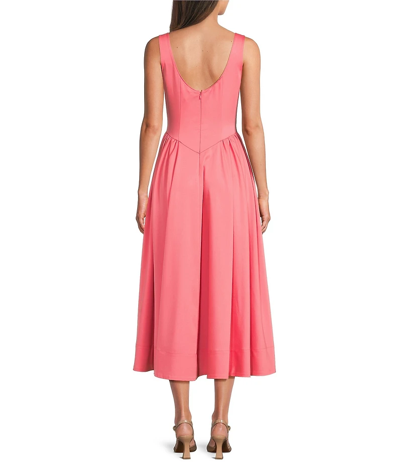 Alex Marie Celeste Cotton Sateen Swoop Neckline Sleeveless Maxi Dress
