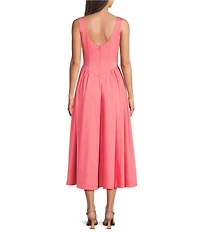 Alex Marie Celeste Cotton Sateen Swoop Neckline Sleeveless Maxi Dress