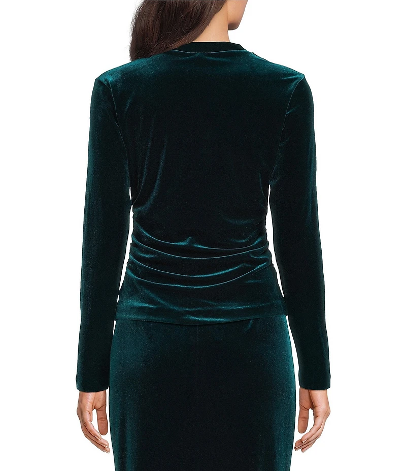 Alex Marie Chelsea Velvet Mock Neck Long Sleeve Top