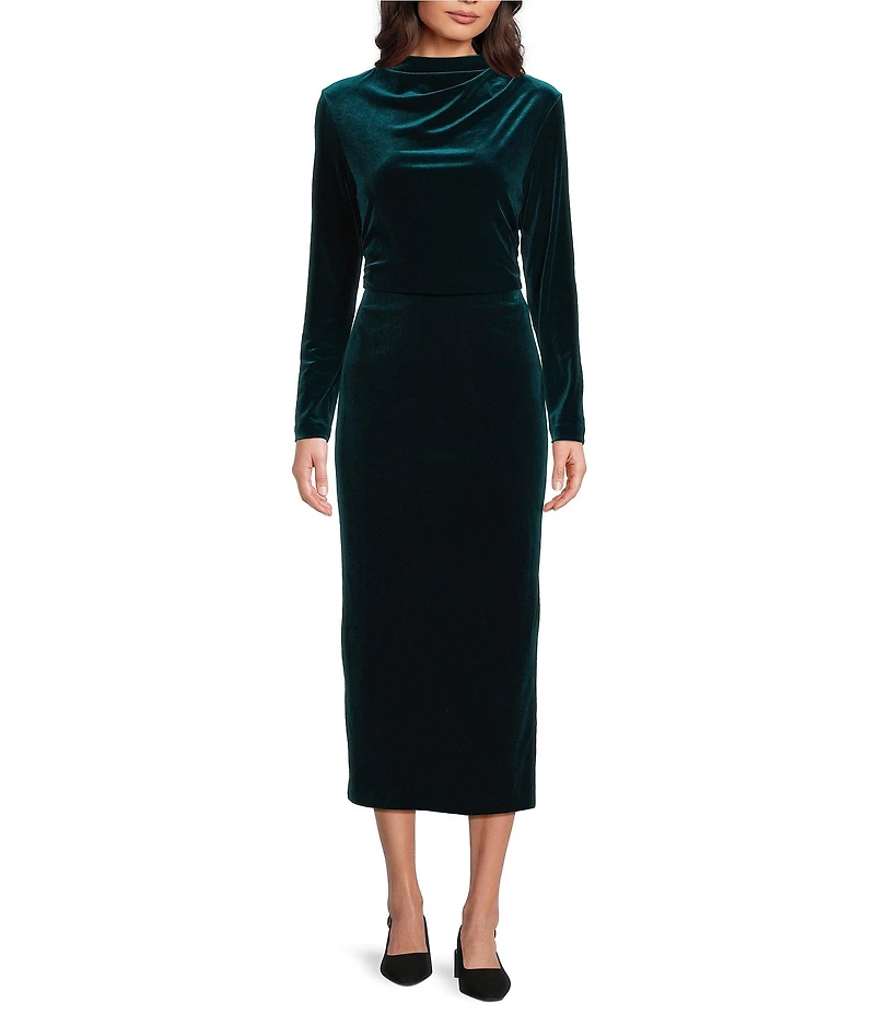 Alex Marie Chelsea Velvet Mock Neck Long Sleeve Top