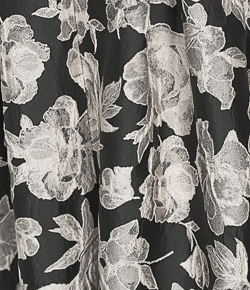 Alex Marie Christine Floral Print Textured Jacquard Sleeveless Gown