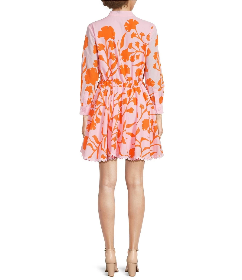 Alex Marie Clementine Collarless Long Sleeve Cotton Dress