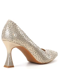 Alex Marie Colbie Rhinestone Glitter Embellished Cutout Flared Heel Dress Pumps