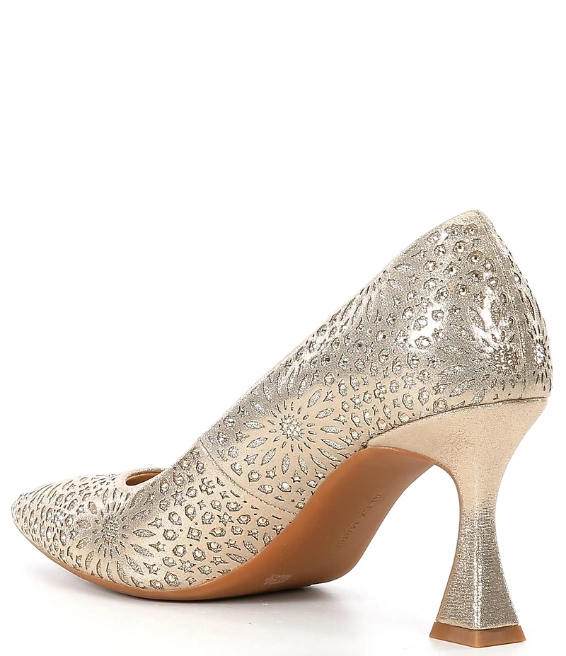 Alex Marie Colbie Rhinestone Glitter Embellished Cutout Flared Heel Dress Pumps