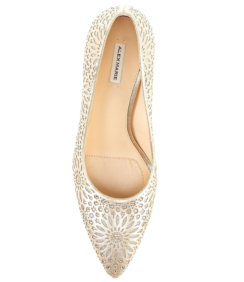 Alex Marie Colbie Rhinestone Glitter Embellished Cutout Flared Heel Dress Pumps