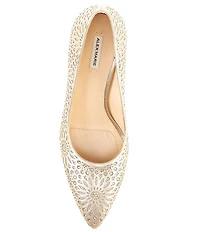 Alex Marie Colbie Rhinestone Glitter Embellished Cutout Flared Heel Dress Pumps