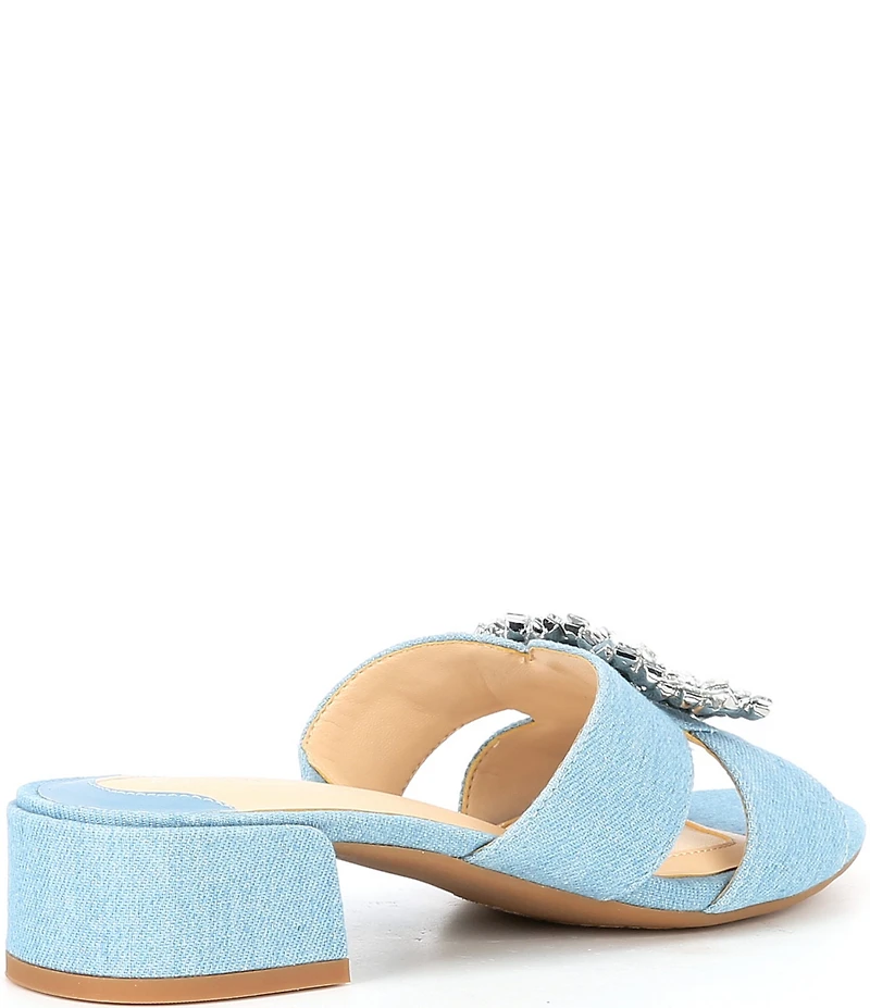 Alex Marie Colette Denim Jewel Buckle Ornament Dress Sandals