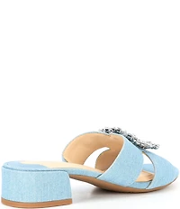 Alex Marie Colette Denim Jewel Buckle Ornament Dress Sandals