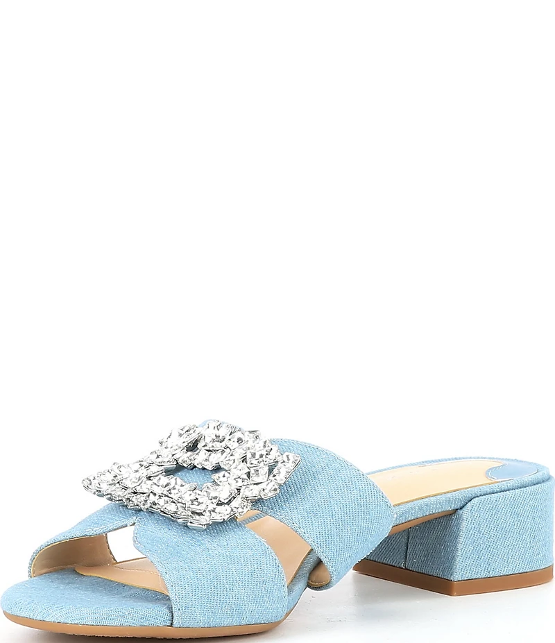 Alex Marie Colette Denim Jewel Buckle Ornament Dress Sandals