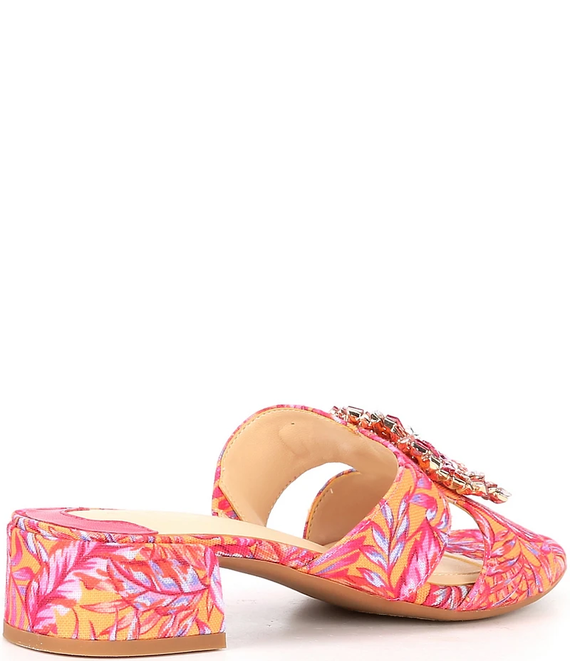 Alex Marie Colette Printed Jewel Buckle Ornament Dress Slide Sandals