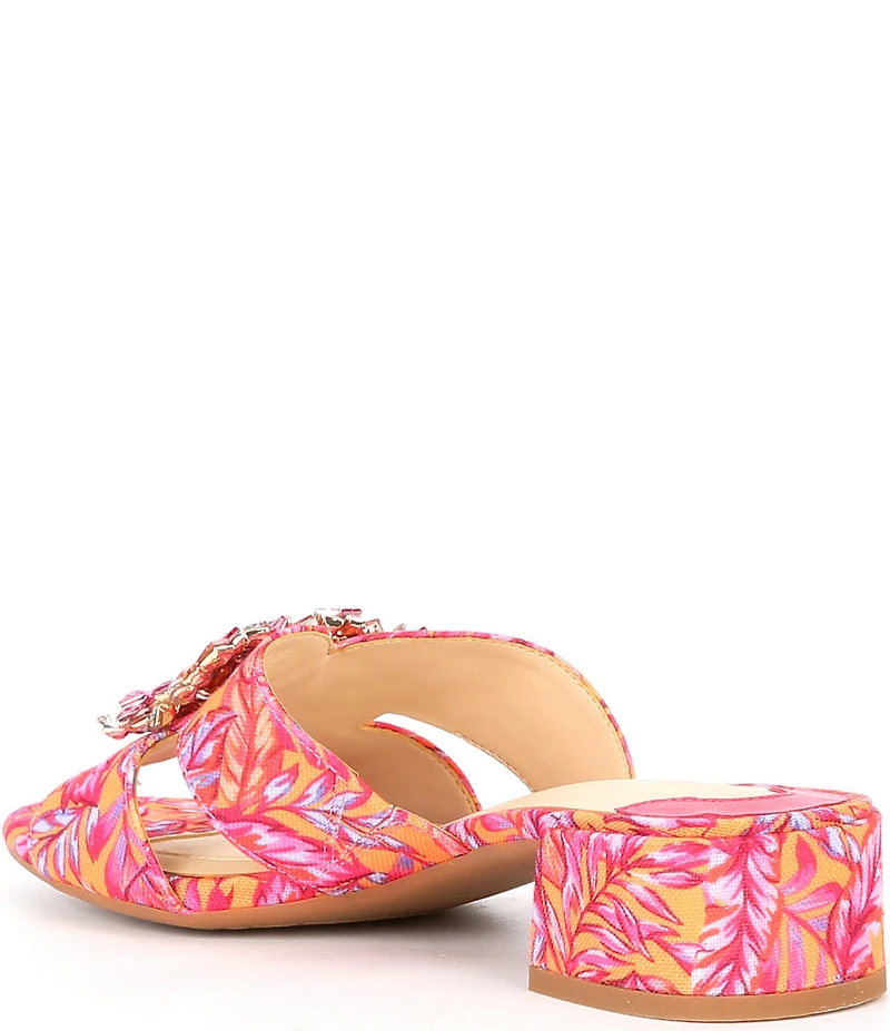 Alex Marie Colette Printed Jewel Buckle Ornament Dress Slide Sandals