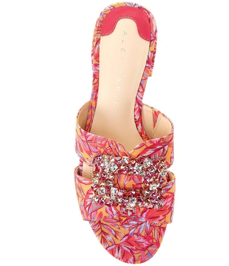 Alex Marie Colette Printed Jewel Buckle Ornament Dress Slide Sandals