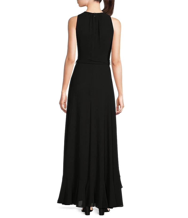 Alex Marie Colette Sleeveless Tie Waist Tiered Ruffle Hem Maxi Gown