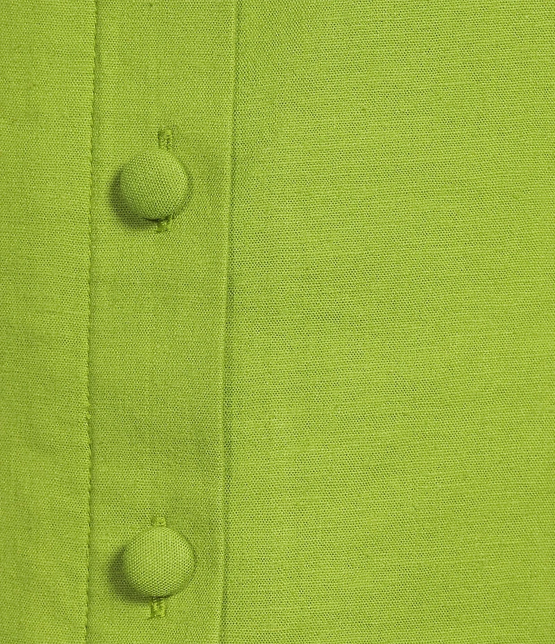 Alex Marie Colette Stretch Linen Blend Straight Neckline Sleeveless Maxi Dress