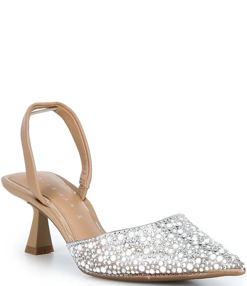Alex Marie Connie Pearl and Rhinestone Embellished Slingback Pumps