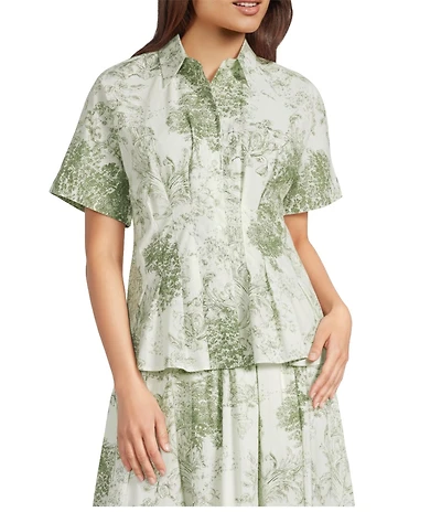 Alex Marie Coordaining Collar Short Sleeve Printed Poplin Dorothy Blouse