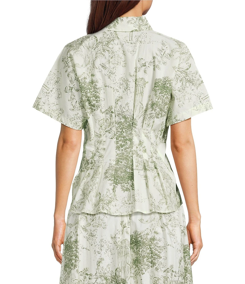 Alex Marie Coordaining Collar Short Sleeve Printed Poplin Dorothy Blouse