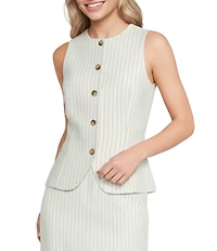 Alex Marie Coordinating Annika Pinstripe Crew Neck Sleeveless Novelty Suiting Vest