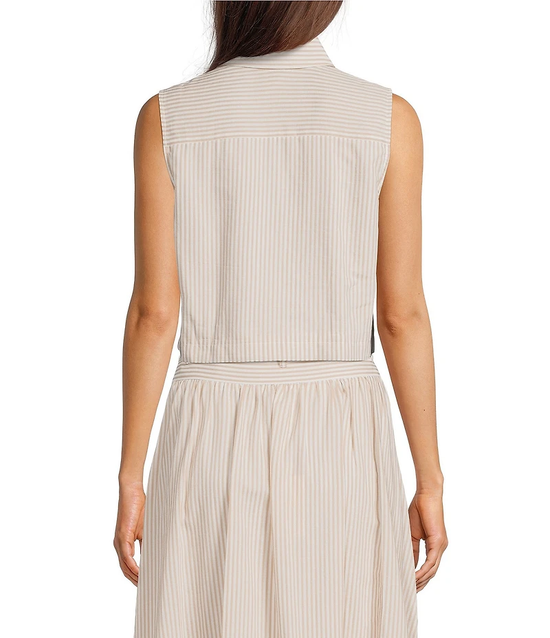 Alex Marie Coordinating Bethenny Novelty Stripe Collared Sleeveless Top