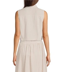 Alex Marie Coordinating Bethenny Novelty Stripe Collared Sleeveless Top
