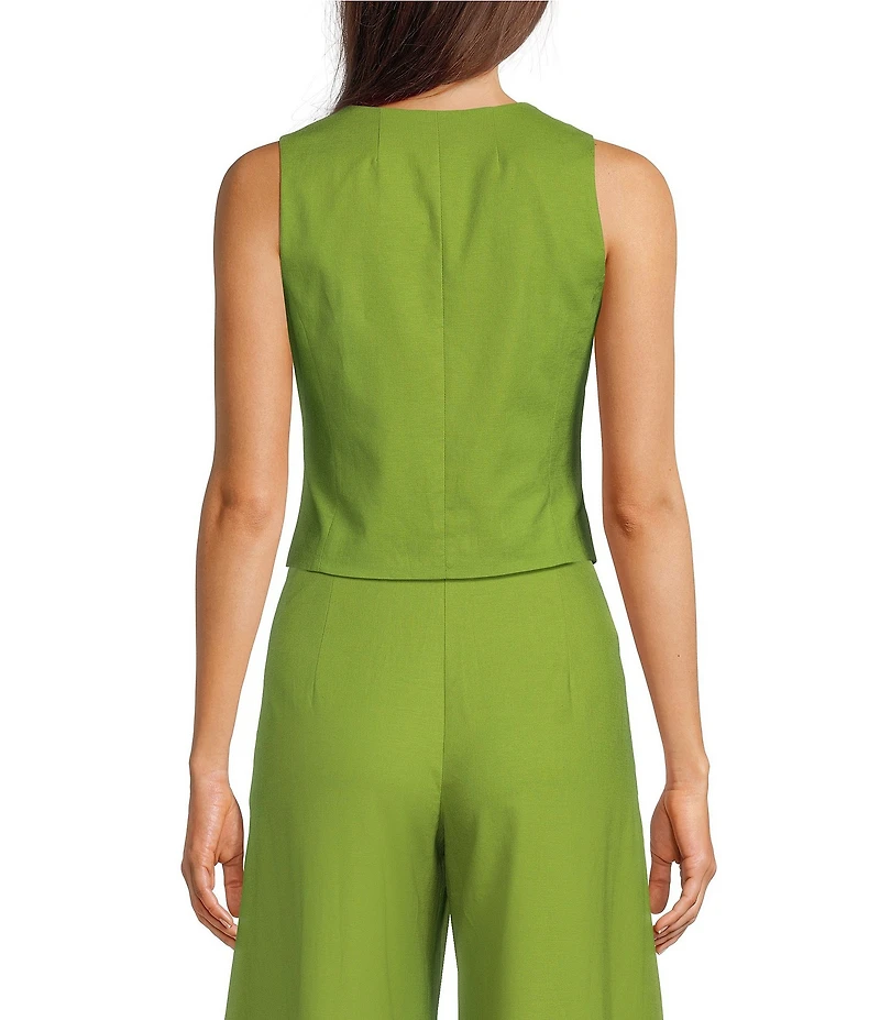 Alex Marie Coordinating Brooke V Neck Sleeveless Stretch Linen Vest